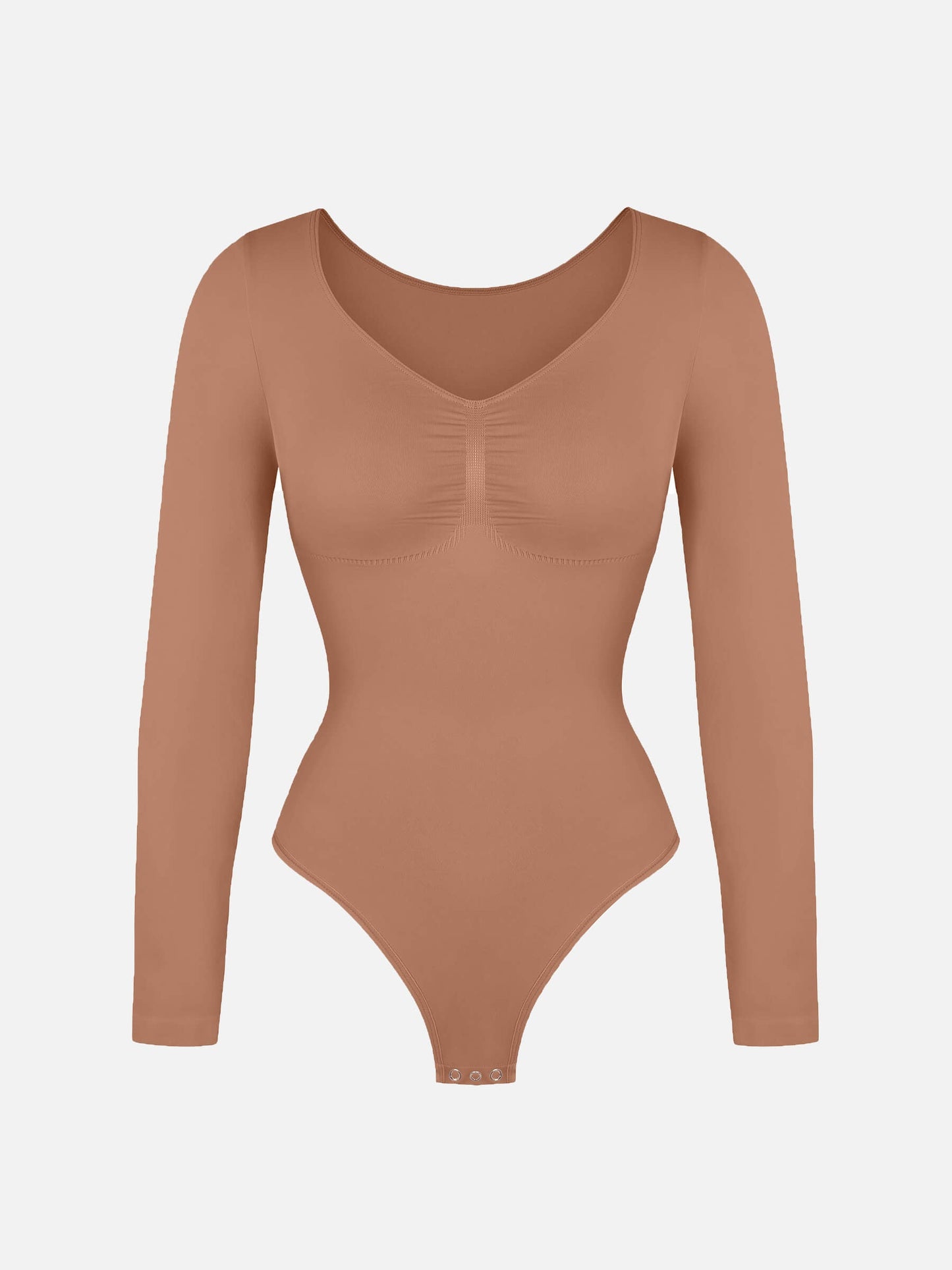 Feelingirl Body Gainant Sans Couture à Manches Longues avec Contrôle du Ventre et Culotte Tanga