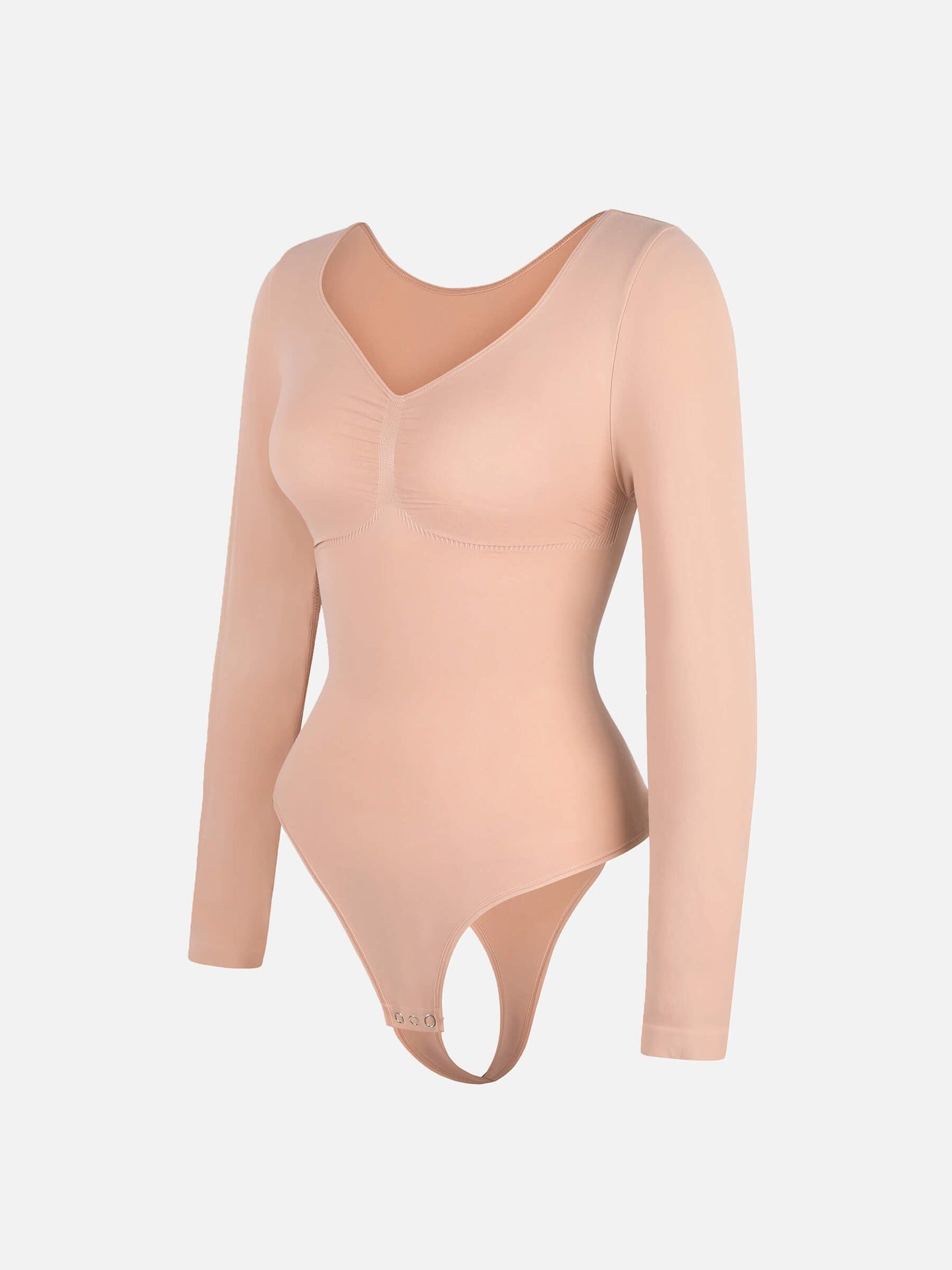 Feelingirl Body Gainant Sans Couture à Manches Longues avec Contrôle du Ventre et Culotte Tanga
