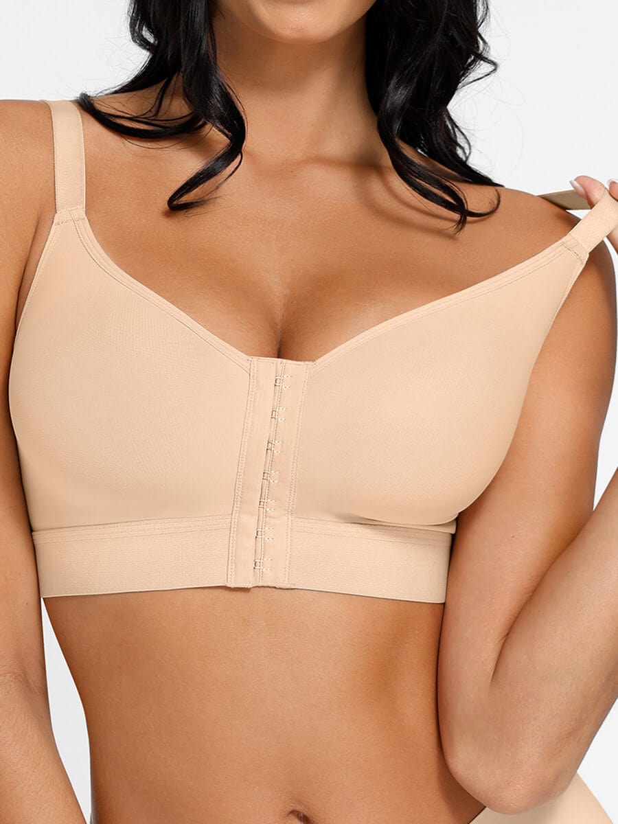 Feelingirl Soutien-gorge de Compression Post-chirurgical à Couverture Complète avec Fermeture Frontale pour Mastectomie