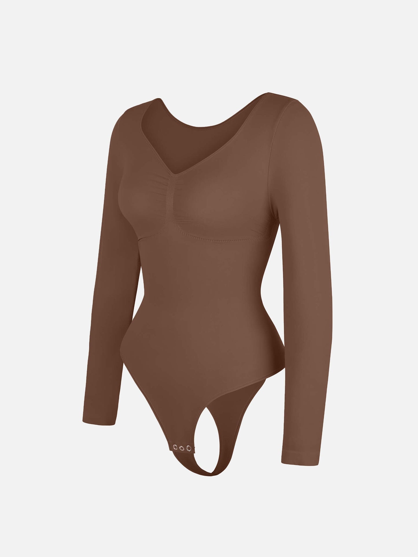 Feelingirl Body Gainant Sans Couture à Manches Longues avec Contrôle du Ventre et Culotte Tanga