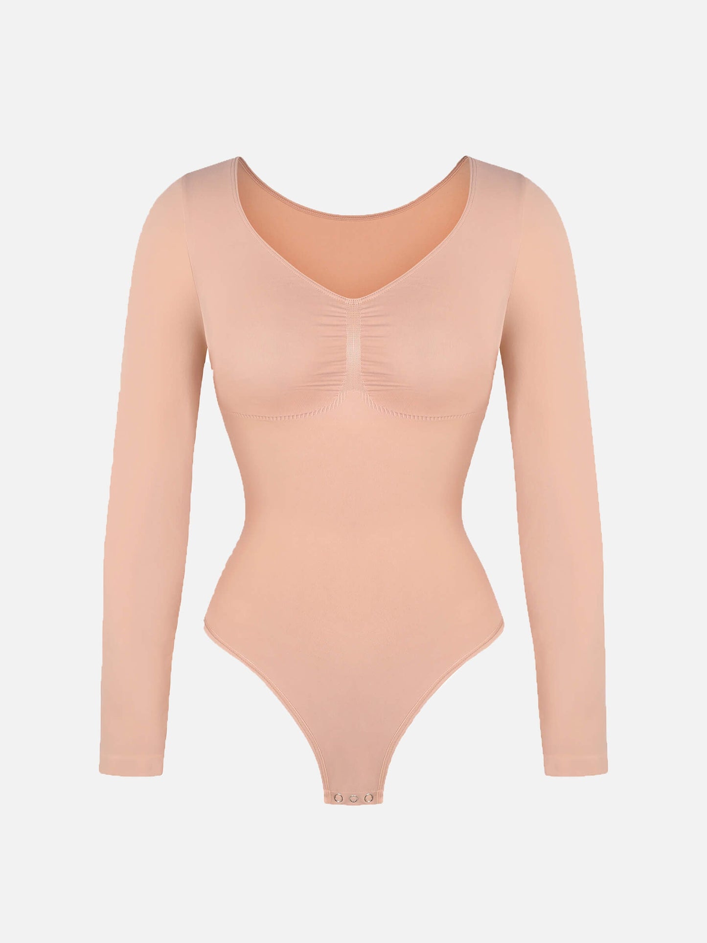 Feelingirl Body Gainant Sans Couture à Manches Longues avec Contrôle du Ventre et Culotte Tanga