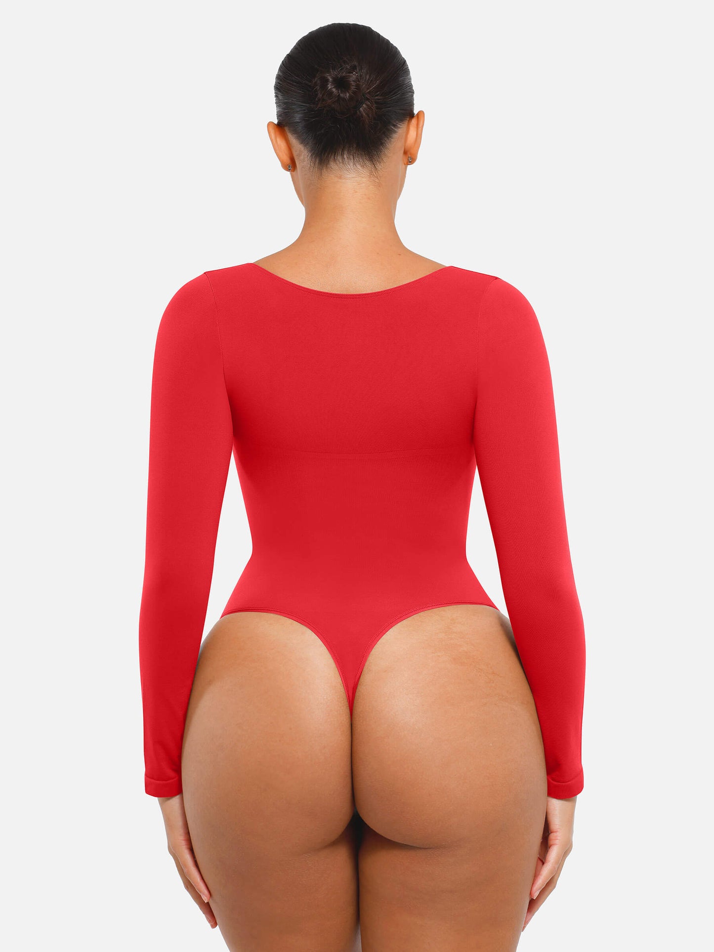 Feelingirl Body Gainant Sans Couture à Manches Longues avec Contrôle du Ventre et Culotte Tanga