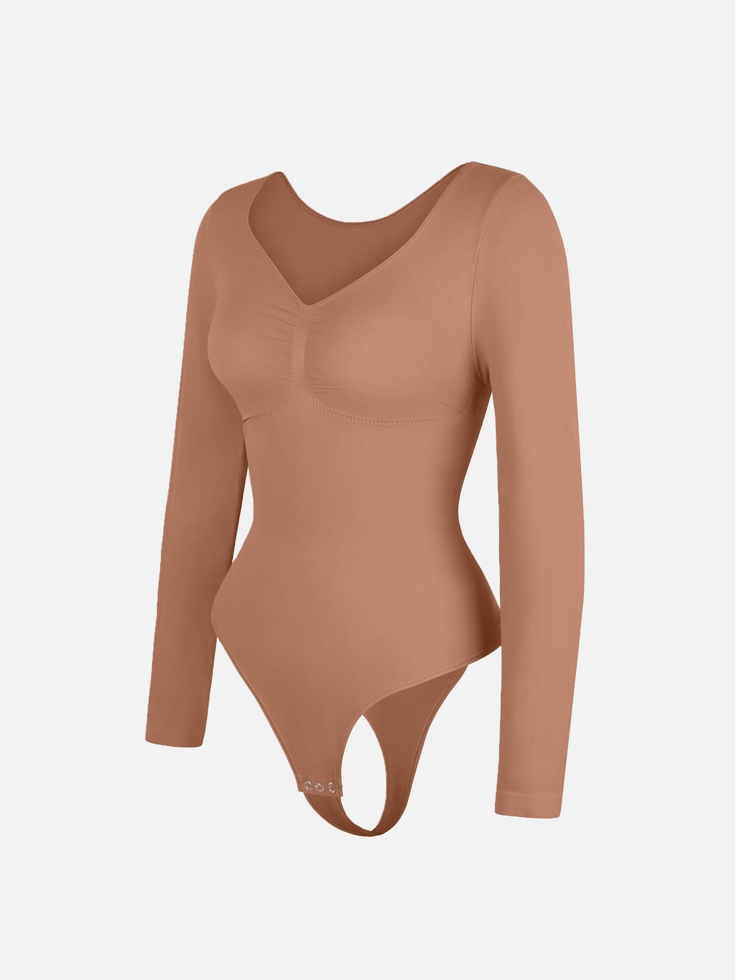 Feelingirl Body Gainant Sans Couture à Manches Longues avec Contrôle du Ventre et Culotte Tanga