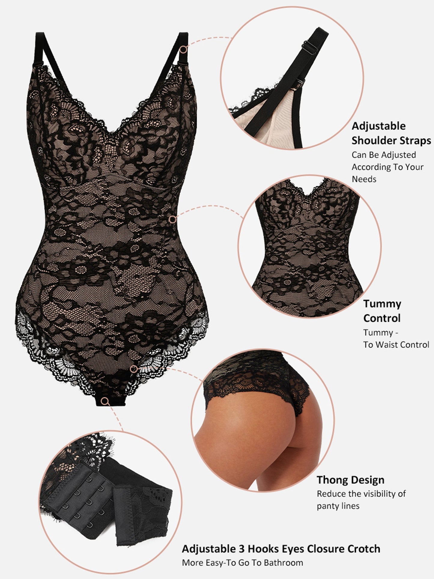 Feelingirl Body en Dentelle à Encolure en V