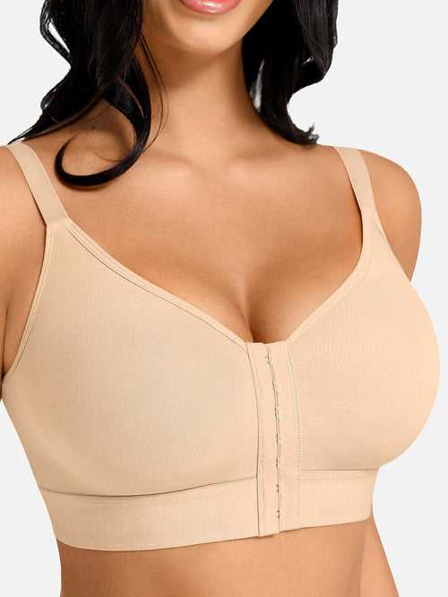 Feelingirl Soutien-gorge de Compression Post-chirurgical à Couverture Complète avec Fermeture Frontale pour Mastectomie