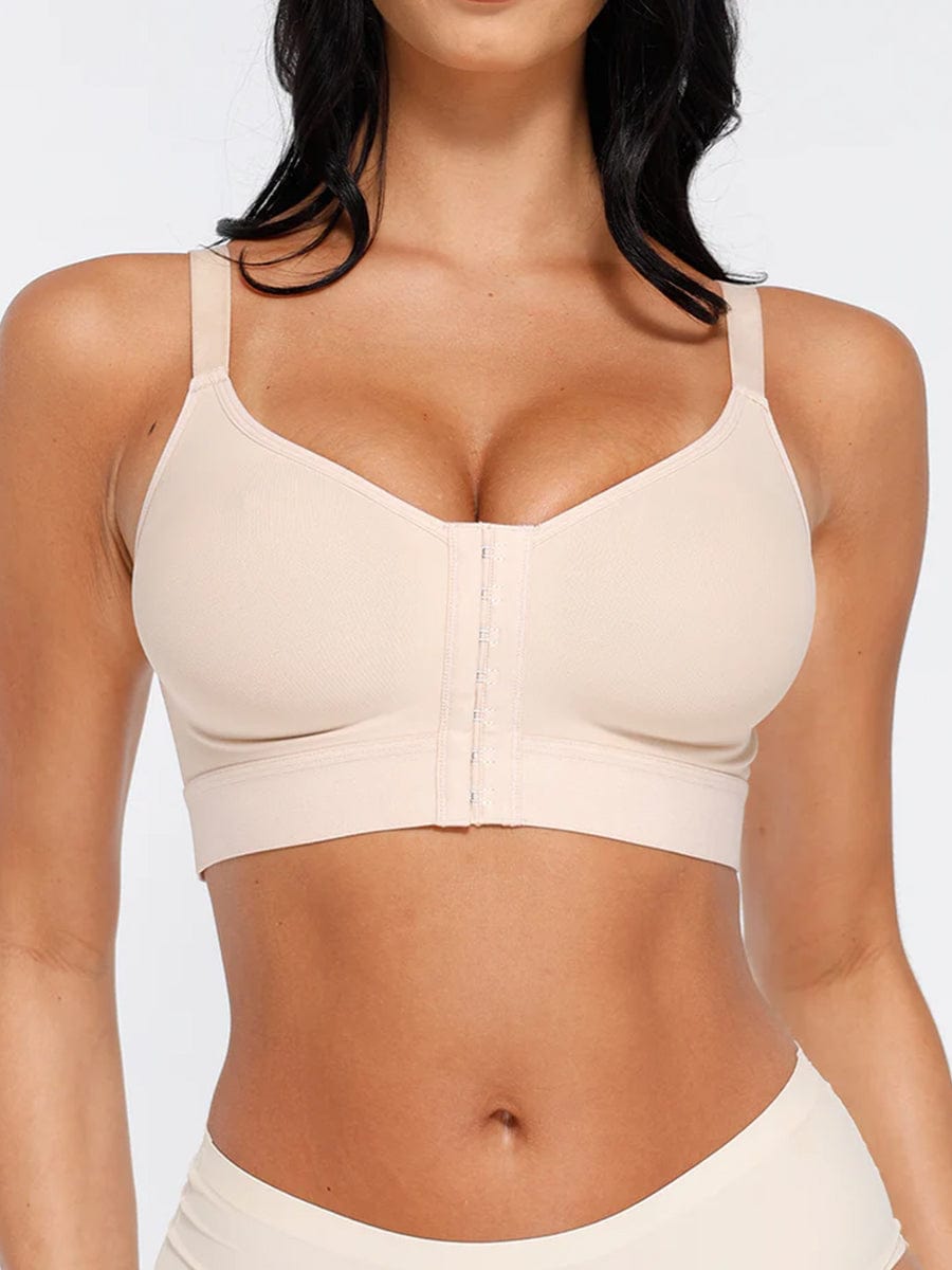 Feelingirl Soutien-gorge de Compression Post-chirurgical à Couverture Complète avec Fermeture Frontale pour Mastectomie