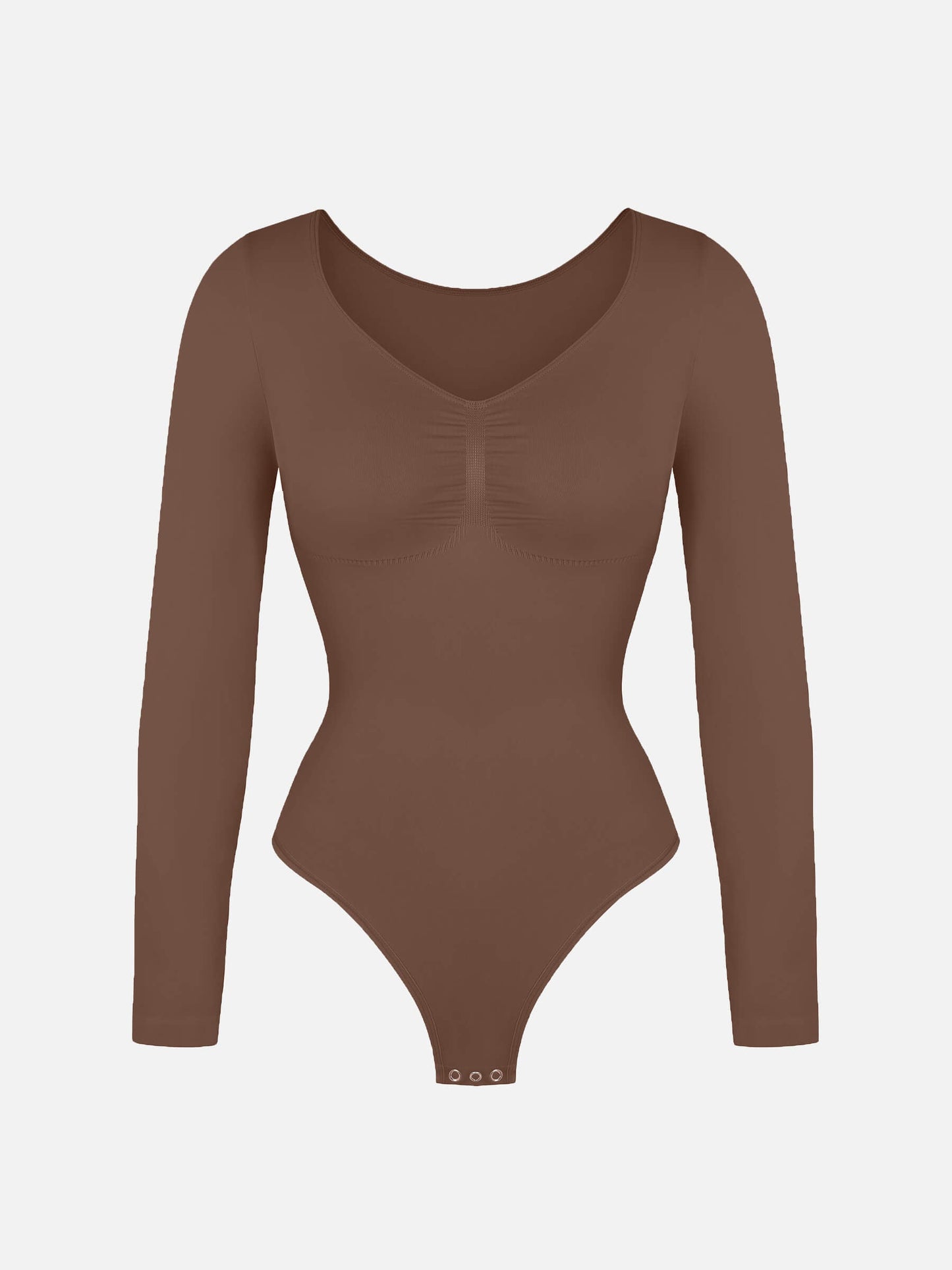 Feelingirl Body Gainant Sans Couture à Manches Longues avec Contrôle du Ventre et Culotte Tanga