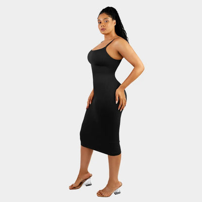 Robe Modelante Midi à Bretelles Spaghetti